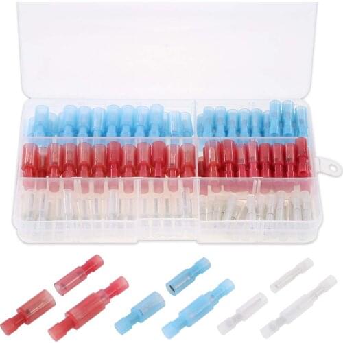130PCS Bullet Fully Insulated Butt Crimp Terminals Male & Female Electrical Wire Quick Splice Connectors Kit AWG24-10 Assortment