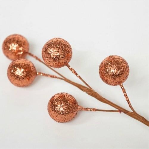 24 Pcs/lot Christmas Decorations Artificial Glitter Berry Pick for Christmas Tree DIY Creative Scene Arrangement Free Shipping