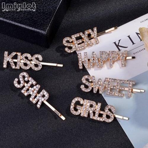 3pcs Shiny Crystal Letter Hairpins Full Rhinestones Letters Hair Clips Women Styling Tool Hairgrip Fashion Hair Accessories
