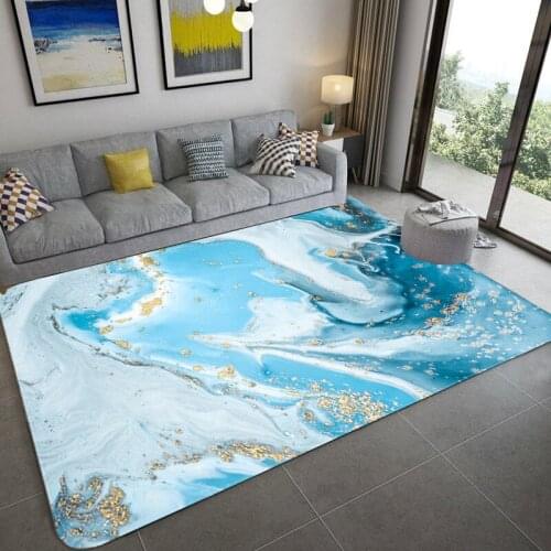 Abstract Blue Marble Carpet 3D For Living Room Nordic Style Rug Beside Table Rectangle Chair Mat Water absorption Bath Floor Mat