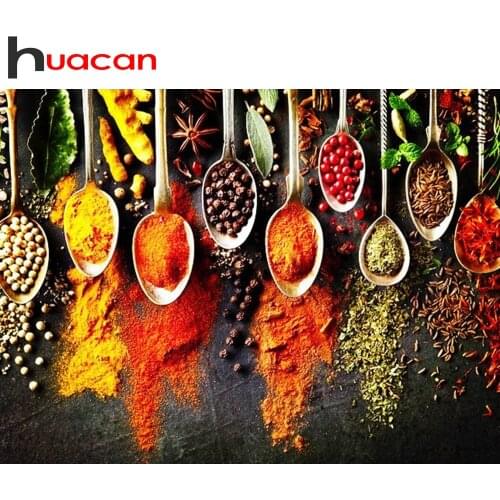 Huacan 5D Diamond Painting Kitchen Diamond Mosaic Cross Stitch Kit Diamond Embroidery Accessories Landscape Full Layout