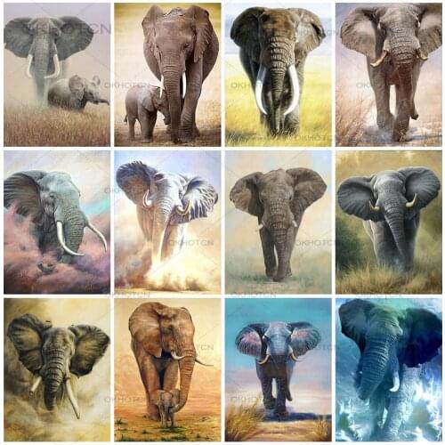 Diamond Mosaic Animals Cross Stitch Diamond Embroidery Elephant Rhinestones Art Bead Picture Kits Home Decoration
