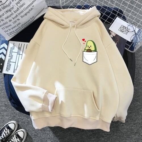 Avocado Kawaii Funny Cartoon Fashion Graphic Hoodies Women Harajuku Ullzang Cute Anime Sweatshirt 90s Kawaii Casual Hoody Female