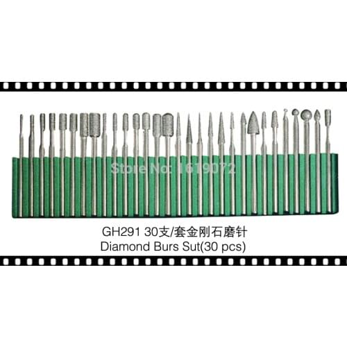 FREE SHIPPING 30 DIAMOND BURS SET 1/8 INCH SHANK MEDIUM GRIT LAPIDARY JEWELERS ROTARY BITS DREMEL