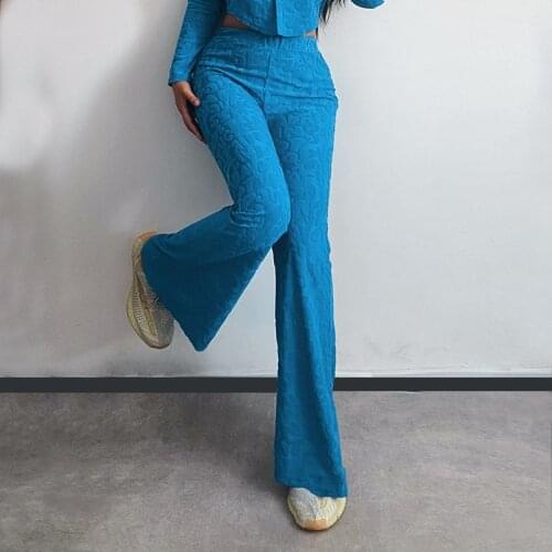 Letter Print Flare Pants Fashion Bodycon Casual Wide Leg Women Pant 2021 Autumn High Waist Ankle Length Elegant Vintage Pant