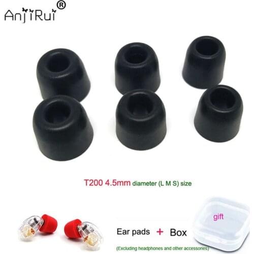 6 Pcs / 3 pair ANJIRUI T200 Memory foam sponge tips 4.5mm (L M S) caliber ear pads T200 for in-ear style earphone ear cotton