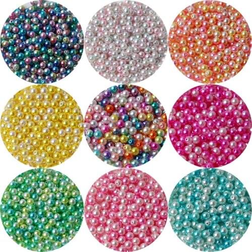 100pcs 8mm Rainbow Color Acrylic Round Beads Imitation Pearl Beads For Jewelry Making Diy Bracelets & Necklaces Accessories