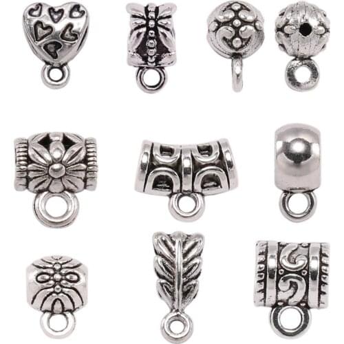 20pcs/lot Antique Clip Bail Beads Pendant Clasp Necklace Connector Bail Beads For Diy Jewelry Making Bracelet Accessories