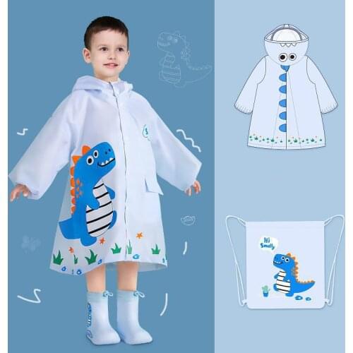 Kids Coat Rainwear Boys Girls Waterproof Rain Jackets Hooded Cartoon Animal Summer Outfits 2-15Y Kids Rain Coat Clothes