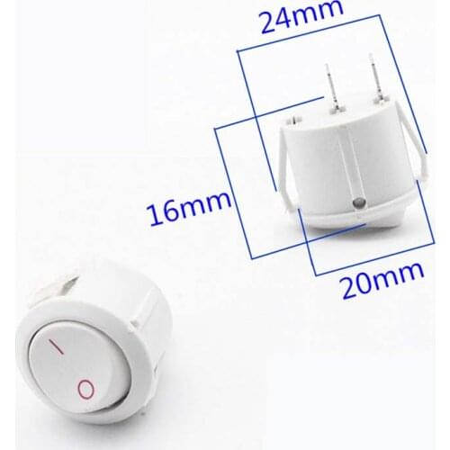 Diameter 24mm Black White ON/OFF Round Rocker Switch 2-Pin 2-Files 3A 6A 250V LED illuminated Car Dashboard Dash Boat Van
