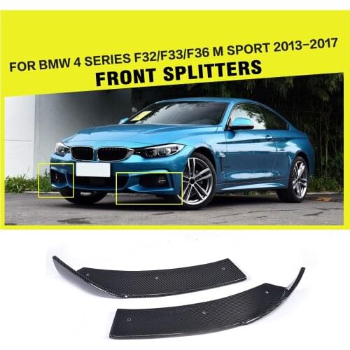 For BMW 4 Series F32 435i M Sport Front Bumper Splitters Cupwings Flaps Cover Coupe 2013 - 2017 2PCS/Set Carbon Fiber