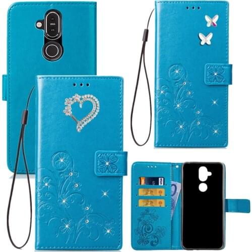 For Nokia 8.1 7.1 6.1 5.1 3.1 7 Plus 7.2 Case Love Flip PU Leather Card Wallet Bag Phone Case For Nokia 3.4 2.4 1.3 6 5 3 Cover