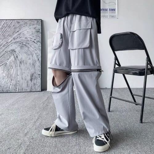 Streetwear Harajuku Hip-Hop Jogger MenS Trousers Detachable Multi-Pocket Overalls 2021 Summer New MenS Trousers