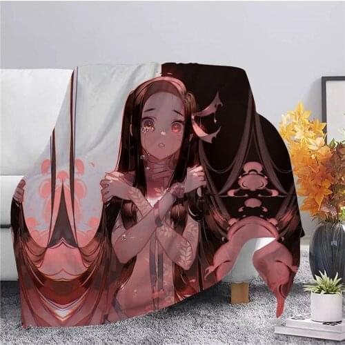 CLOOCL Anime Demon Slayer Kimetsu No Yaiba Flannel Blanket Home Blanket Adult Home Bedspread Sofa Bedding Hiking Picnic Quilts