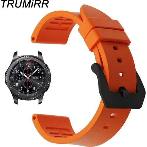 Fluoro Rubber Watchband 22mm +Tool for Samsung Gear S3 Classic Frontier Gear 2 Neo Live Moto 360 46mm Men Watch Band Wrist Strap