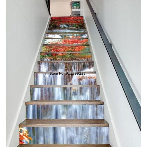Natural Scenery Adhesive Staircase Stickers for Stairway Furniture Stair Stickers Decorative Waterproof Bathroom Kitchen Home