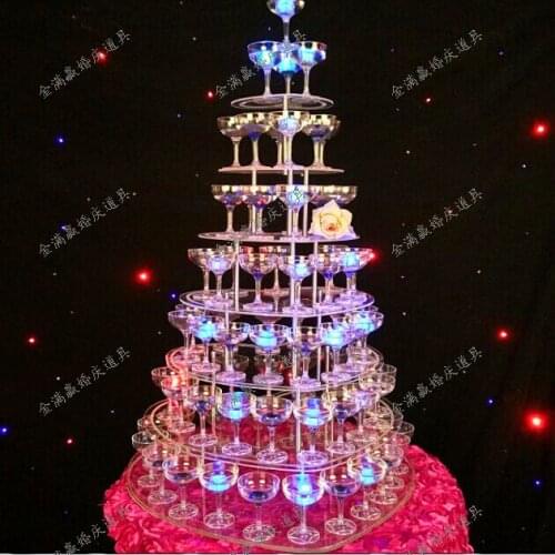 Top-sale 5 tier Wedding champagne tower wedding Supply props aryclic clear 5 layers Acrylic Goblet wine tower champagne tower