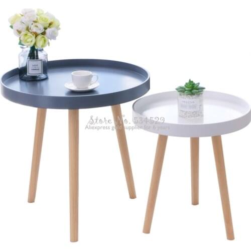 Balcony Small Coffee Table Mini Combination Nordic Wooden Round Table Sofa Side Table Small Apartment Bedroom Dining Table Desk