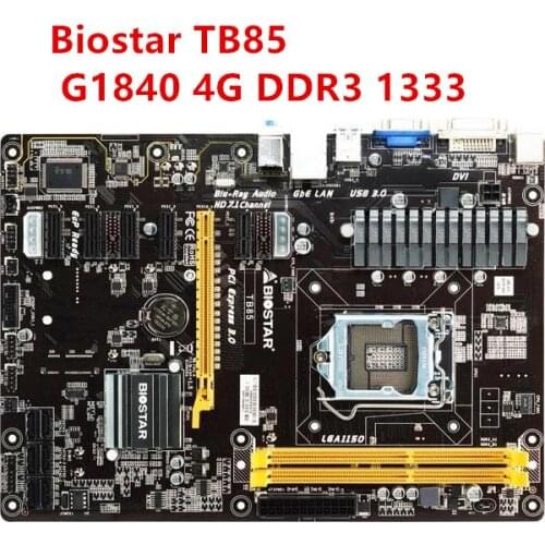 Biostar TB85 G1820 / G1840 4G DDR3 1333 Desktop Motherboard B85 LGA 1150 16G DDR3 6GPU 6PCI-E Professional mining BTC PRO