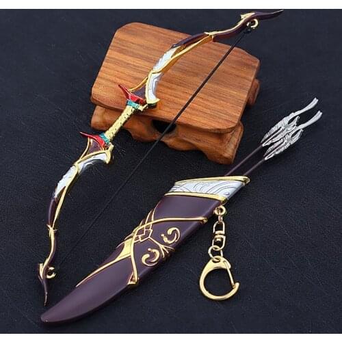 Alloy Sword Weapon Bow Set Key Chain Animation Game Peripheral Weapon Model Cosplay Comic Show Flying Knife Toy