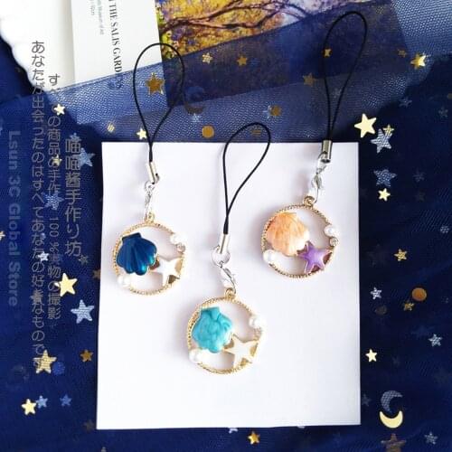 Cute Seashell Pearl Smart Phone Strap Lanyard for iPhone/Samsung/Xiaomi/Huawei Mobile Phone Strap Hang Rope Phone Charm for Girl
