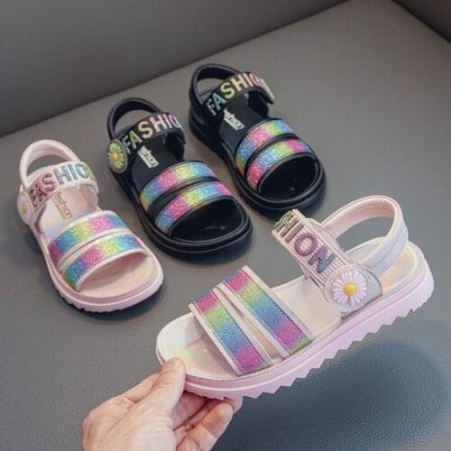 Girls fashion sandals 2021 new summer fashion 3-16 years old girl Xiao Zou Ju childrens soft-soled student shoes