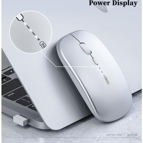 Wireless 2.4G Bluetooth 5.0 4.0 Mute Mouse 1600DPI Rechargeable Power display ergonomic mouse For ipad Huawei IOS Android