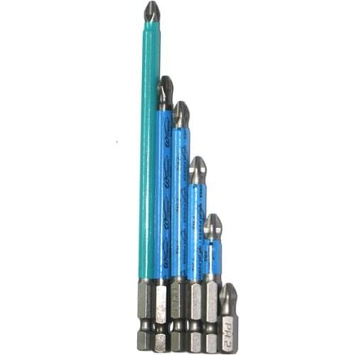 1/4" Hex Shank 6Sizes PH2 Electric Magnetic Screwdriver Bit Set Anti Slip Single Side Tips 25mm 50mm 70mm 90mm 100mm 127mm