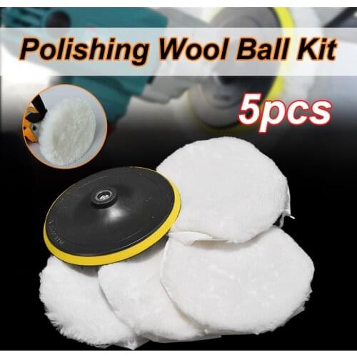 5Pcs Polishing Pad Wheel Soft Wool Ball Bonnet Kit 7" Wheel Pad Abrasive Tool Car Body Polishing Discs