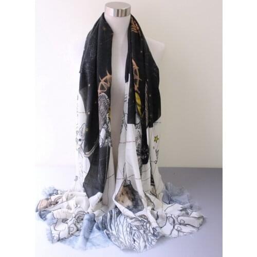 Pure cashmere women flowers geometry painting print scarf shawl pashmina 100x200cm multiple color wholesale retail