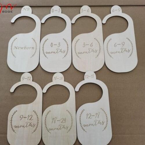 Natural cut out set of 7pcs wooden baby closet dividers nursery decor baby clothes organizer