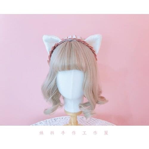 Super Cute White Cat Ears Handmade Headwear Hairband KC Lolita Sweet Kawaii Cosplay Original Design