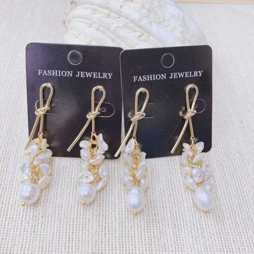 2020 Brand New Woman Earring Handmade Wire Winding Pearl Long Earring Dangle Earring Woman Trendy Earring 3Pairs