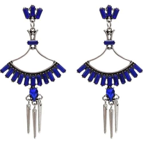 New Vintage Big Crystal Flower Drop Earring for Women Fashion Rhinestones Dangle Earrings Statement Charm Bridal Indian Jewelry