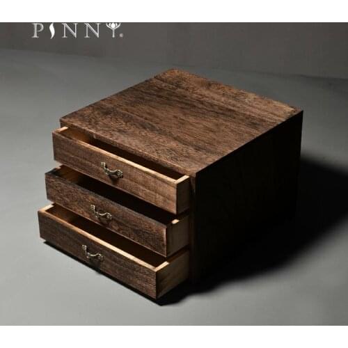 PINNY Wooden Pu Er Tea Canister Environmental Protection Retro Tea Box Kung Fu Tea Accessories Tea Cake Storage Containers