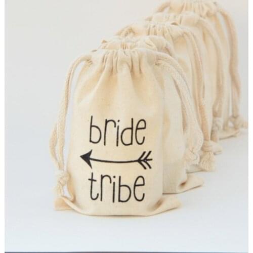 Custom bride tribe muslin wedding Bachelorette Hangover bridal shower recovery Survival Kit favor gift bags party Candy pouches