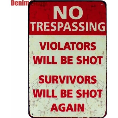 Warning Banner Retro Plaque Metal Signs Bar Club Home Decor Wall Stickers Decorative Plates Friends Gift No Trespassing N165