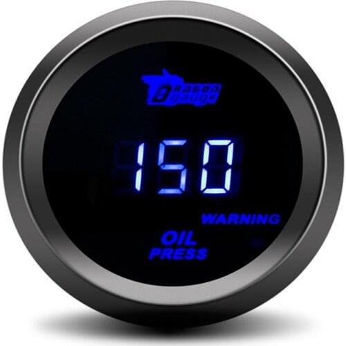 2Inch/52MM Car Modification Instrument Oil Pressure Gauge Digital Display Instrument With Oil Pressure Sensor 0~150PSI Oil TEMP