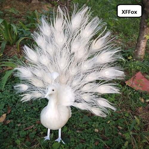 New real life peacock model foam&feather simulation white open-tail peacock bird gift about 80cm xf1015