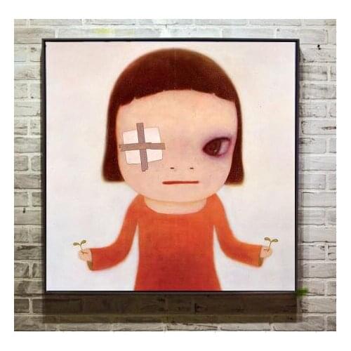 Handpainted Cartoon Canvas Oil Painting Yoshitomo Nara Baby Oil Painting For Christmas Present