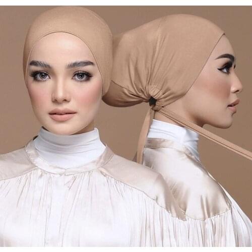 Fashion Modal Muslim Inner Hijab Cap Stretch Women Underscarf Bonnet Solid Color Simple Ultra-thin Breathable Adjustable Hat