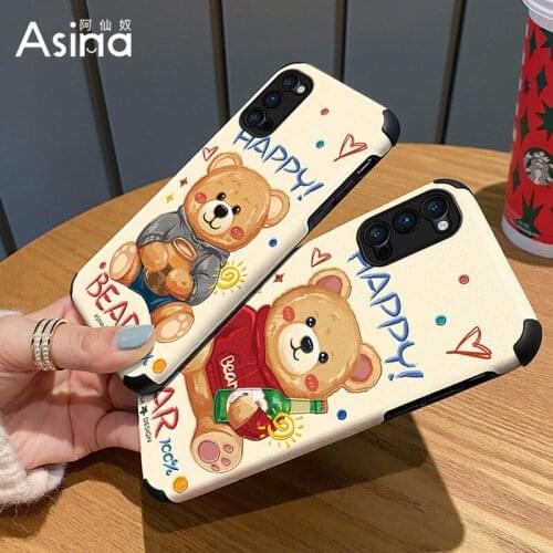 ASINA Imitation Lambskin Case For OPPO Reno 2 3 4 5 Pro Cute Cartoon Silicone Cover Bumper For Realme X7 Find X3 X2 Pro Fundas