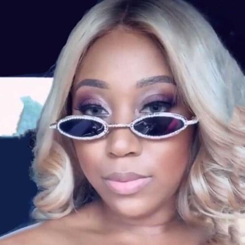 Classic Small Oval Sunglasses Women Rhinestone Metal Frame Tiny Norrow Sun Glasses Men 90s Cute Shades Vintage Round Eyewear