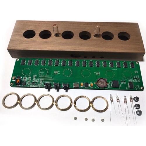 IN14 glow tube electronic tube clock boyfriend girlfriend exquisite Walnut, beech wood Classical IN-14 DIY