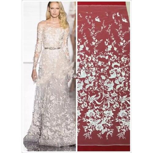 SYJ-71441 Free shipping African net lace fabric guaranteed quality French lace fabric for wedding party dress