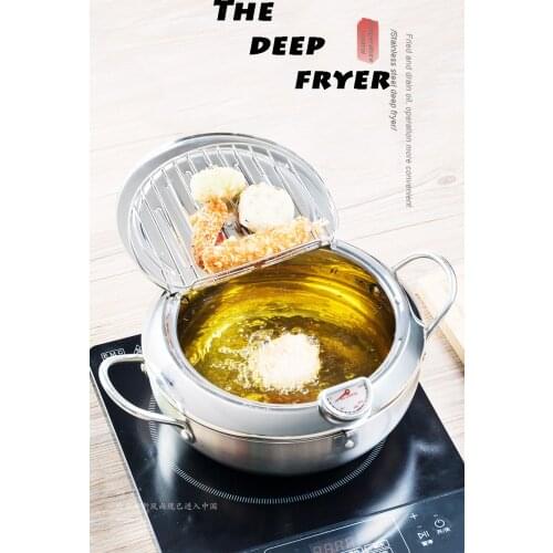 Tempura fryer home temperature controlled small stainless steel fryer induction cooker gas cooker suitable for frying oil pan