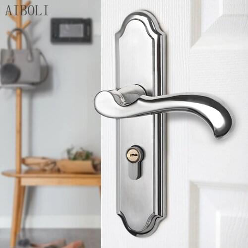 Stainless Steel Interior Door Lock with Precision Polishing Type, Bedroom Room Silent Mechanical Door Lock