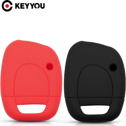 KEYYOU For Renault Clio Kangoo Master Twingo Vauxhall Movano Keyless Car Fob Protector 1 Buttons Rubber Silicone Key Case Cover