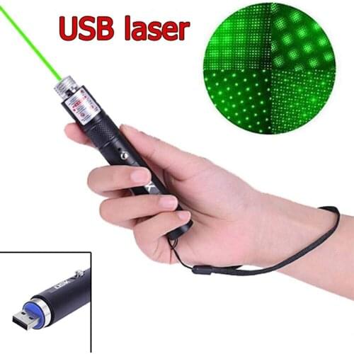 USB Charging Green laser Pointer Led Waterproof Handheld Flashlight Built-in USB Rechargeable Beam laser Pointer Pen