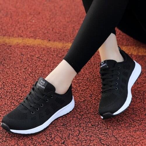 Fast delivery Women casual shoes fashion breathable Walking mesh lace up flat shoes sneakers women 2019 tenis feminino 35-40